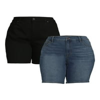 Terra & Sky Women's Plus veličine visoke kratke hlače Bermuda, 2-pack