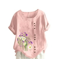 Rasprodaja jeftinih majica za žene, ženske ljetne Ležerne široke košulje s okruglim vratom s kratkim rukavima s cvjetnim printom