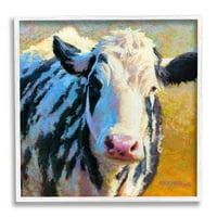 Pjegave krave životinje portret i insekti slikaju bijeli uokvireni umjetnički tisak zidna umjetnost