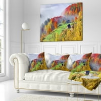 Designart Šareni jesenski krajolik u planinama - pejzažni tiskani jastuk za bacanje - 18x18