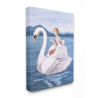 Studell Home Dekor Žena i labudova plava voda Slikanje životinja Slikanje zidna umjetnost Sally B