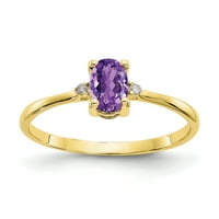 Prsten od žutog zlata s poliranim dijamantnim dijamantom i akvamarinskim kamenom od netaknutog karatnog zlata