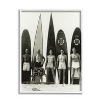 Stupell Industries Vintage Photography Surfer Surfboards Place Sport Fotografija bijela uokvirena umjetnička tiskana umjetnost, dizajn