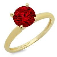 3k Crveni prirodni granat okruglog reza od žutog zlata 18K vjenčani prsten za godišnjicu veličine 4,25