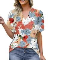 Ženske majice ljetne Ležerne bluze s izrezom u obliku slova U i kratkim rukavima na rasprodaji