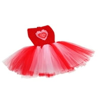 Ljetna Midi haljina visokog struka za djevojčice Bez rukava sa srcima mrežasta slojevita blagdanska suknja s mjehurićima