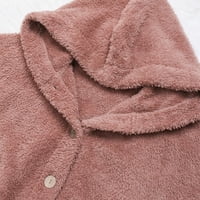 Kaputi za žene,Plus size Ženski plišani gornji dio na kopčanje, široki kardigan s kapuljačom, vuneni kaput, zimska jakna