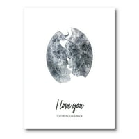 Dizajnerska umjetnost poljubac dvoje ljubavnika u romantičnom obliku Mjeseca moderni zidni tisak na platnu