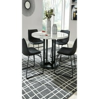 Dizajn potpisa Ashleigh Sentiar Moderni Okrugli mramorni stol od mramora promjera 42 inča, crno-bijeli