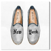 Wynwood Studio Fashion and Glam Wall Art Canvas Otisci za cipele New York Sputes - Siva, bijela