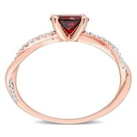 1- Carat T.G.W. Garnet i Carat T.W. Dijamant 14KT ruže zlato crossover zaručnički prsten