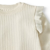 Ružičasti anđeoski ruffle pleteni džemper