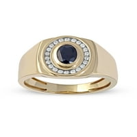 Muški dijamantni prsten od 10k žutog zlata, Plavi safir ovalnog reza i 15K dijamantni prsten od 15k