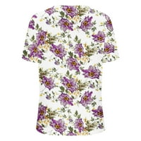 Ljetna Ženska majica kratkih rukava s kratkim rukavima u obliku slova u, majica s cvjetnim printom, modna udobna ženska bluza za