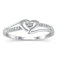 Dijamantni naglasak drži mi prsten za zaštitu srca Dijamantni srce u bijelom zlatu od 10kt, veličina 5