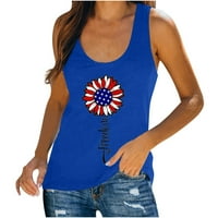 Ženska majica bez rukava Plus size ženske majice bez rukava s naramenicama ležerna bluza s printom američke zastave ležerna bluza