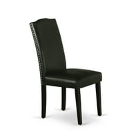 $ 5 - $ -pravokutni blagovaonski stol i četiri stolice u obliku crne noge i umjetne kože u crnoj boji