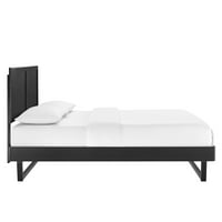 Drveni krevet na platformi s kutnim okvirom u crnoj boji