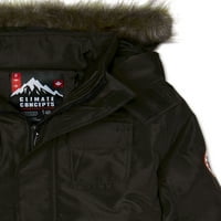 Klimatski koncepti Big Boys Oxford najlon jakna s uklonjivim kapuljačom od krznenog krzna, veličine 8-20