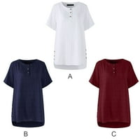 1111 majica s kariranim majicama Ženska ljetna bluza s kratkim rukavima na kopčanje, labavi gornji dio, bijela, e-mail
