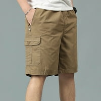 Muške hlače, muške ljetne teretne kratke hlače, široke pamučne jednobojne hlače s pet džepova, Ležerne hlače s patentnim zatvaračem