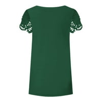 Ženska modna ležerna labava čipkasta majica s izrezom u obliku slova U u obliku slova U I printom kratkih rukava
