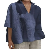 Ženski pulover u punoj boji a-list, Osnovna bluza od tunike s ovratnikom, svečani ljetni vrhovi, jednobojna majica