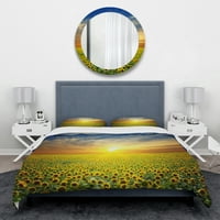 DesignArt 'Beauty Sunset Over Sunflowers Field' Tradicionalni set pokrivača