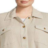 Ženska pletena manžeta od vafla veličine & veličine plus s gumbima
