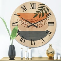 Dizajnerska umjetnost apstraktni geometrijski mjesec i sunce s lišćem moderni drveni zidni sat