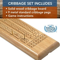 Igre Klasični Cribbage Set-staza od punog drveta-metalni klinovi