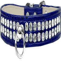 Stil dizajnerska ogrlica od krokodila s rhinestones za pse veličina Plava