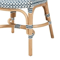 moderna francuska plava i bijela pletena bistro stolica od prirodnog ratana