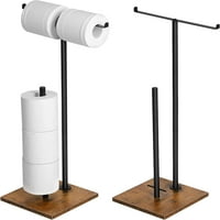 Slobodno stojeće držač za držač papira za toaletni papir za kupaonicu s rezervnim rustikalnim smeđim drvenim bazama