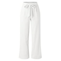 Ženske Chinos Hlače, ženske Capri hlače, sportske hlače visokog struka, ravne hlače u bijeloj boji