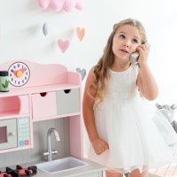 Set za igru za dječju kuhinju s priborom, ružičasto siva