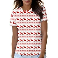Ženska božićna košulja grafičke majice casual majice kratkih rukava Majice slatke majice Ženske košulje široke bluze Rasprodaja