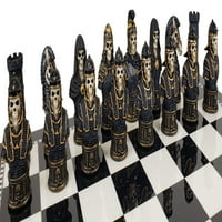 Srednjovjekovna poprsja s lubanjama, gotički fantastični set šahovskih figura s kosturima-bez ploče
