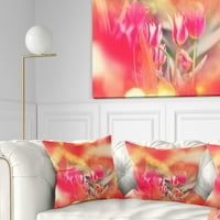 DesignArt tulipani na apstraktnoj crvenoj pozadini - jastuk cvjetnog bacanja - 18x18