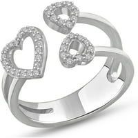 Bijeli dijamantni prsten od srebra u obliku srca u obliku srca s prolivenim karatnim drškom