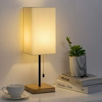 Sporazum s noćnim ormarićima - kvadratna svjetiljka noćnog ormarića s drvenom osnovnom vrhnom nijansom
