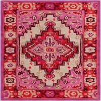 Prostirka s cvjetnim obrubom, crvena i ružičasta boja Bjelokosti, 2' 3'