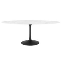 Stol za blagovanje od 98 ovalnog umjetnog mramora u crno-bijeloj boji