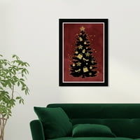 Wynwood Studio Otisci Glam Holiday Tree Holiday and Seasons Holidays Wall Art Canvas Print Gold Metallic Gold 13x19