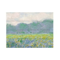 Zaštitni znak likovne umjetnosti polje žutih irisa drvena zidna slika Claudea Moneta