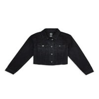 Oprana Crna traper jakna za djevojčice, veličine 4 I Plus