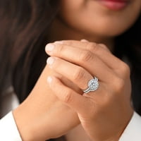 1. CT Moissanite Halo zaručnički prsten vjenčani bend Bridal Set u Sterling Silver