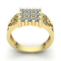 Autentični 1-inčni okrugli dijamant, muški 3-redni zaručnički prsten za godišnjicu od 14-karatnog ružičastog, bijelog ili žutog zlata