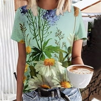 Ženska casual modna ljetna majica s okruglim vratom s printom, vrhovi kratkih rukava, bluza;