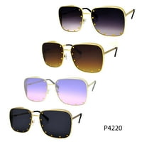 Sunčane naočale s kvadratnim metalnim zakovicama za odrasle žene Plus Size 94220-zlato-AHL